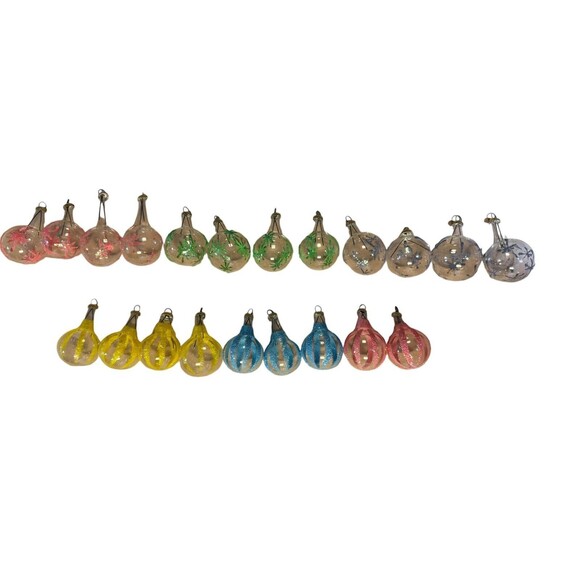 Pier 1 Italy Mini Clear Curated Glass Christmas Ornaments Glitter Lot of 21 - Picture 2 of 10